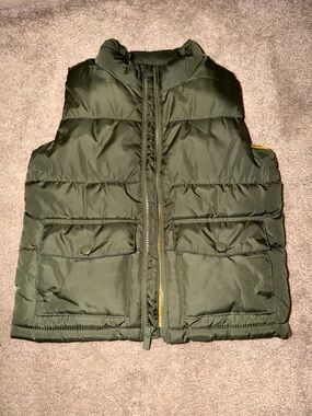 Kids Olive Green Puffer Jacket vest